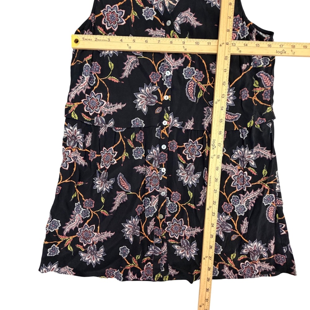 J. Jill Womens Black Paisley Floral Sleeveless Button Front Tiered Top Small - Picture 3 of 8